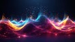 wave of vivid, colorful, rainbow particles, sound and music visualization, abstract background, glitter