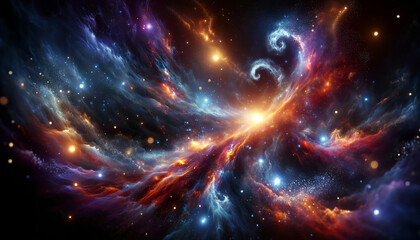 Wall Mural - breathtaking cosmic scene depicting a swirling galaxy with vibrant colors, radiant stars and dynamic