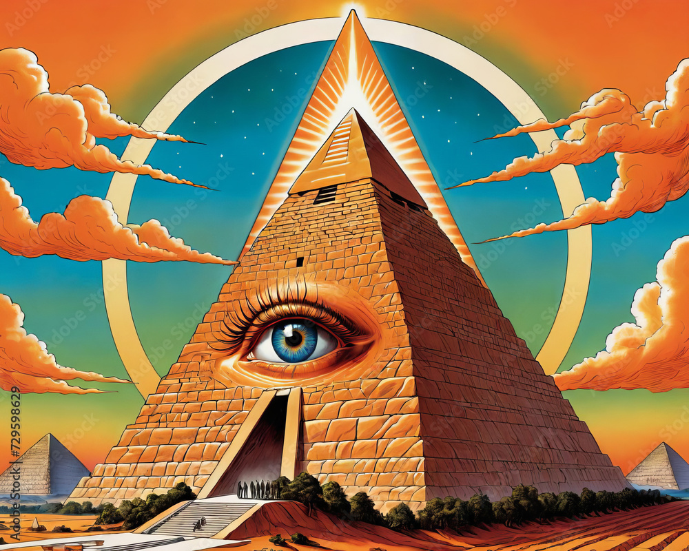 The Illuminati Pyramid - Sensationalist tabloid cover illustration ...
