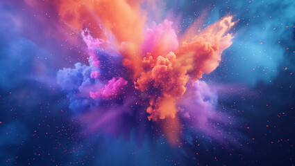 Wall Mural - Colorful dust. An explosion of particles of bright colors. Colored background with lots of dust of different colors, explosion of colors.