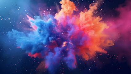 Wall Mural - Colorful dust. An explosion of particles of bright colors. Colored background with lots of dust of different colors, explosion of colors.