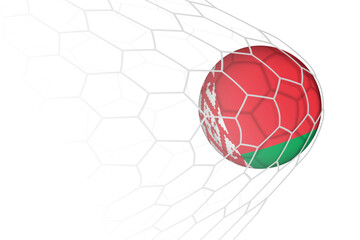 Wall Mural - Belarus flag soccer ball in net.