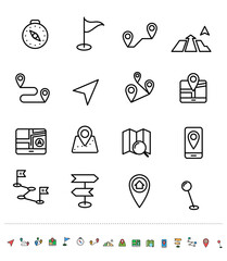 Wall Mural - Set of vector linear and color icons. Navigation.