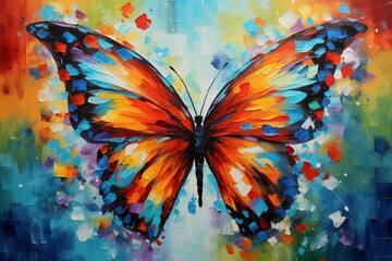 Wall Mural - AI generated illustration of an abstract painting of a butterfly with vibrant colors