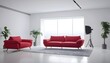 © Lied - White studio set with red sofas