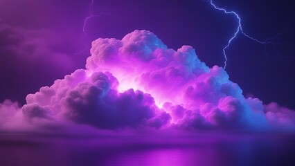 Wall Mural - lightning in the night stormy, cloud blue purple neon glow dark background,      