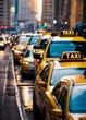 A lot of Taxi Cars in Modern Cities
