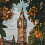 Fototapeta Londyn - Autumnal View of Big Ben and the UK Parliament