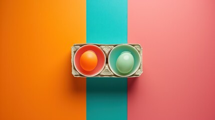 Poster -  a close up of a traffic light on a multicolored wall with a red, green, yellow, and orange light in the middle of the image on the left side of the image.