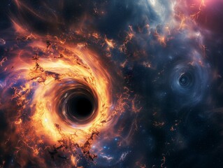 Wall Mural - Black hole, wormhole, vortex, spiral nebula in deep space and cosmos, part of the Universe on abstract background