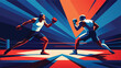 Intense Boxing Match Showdown in Dynamic Ring Illustration