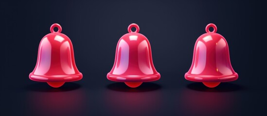 3d render pink bells icon with new message symbol web chat in cartoon style. AI generated image