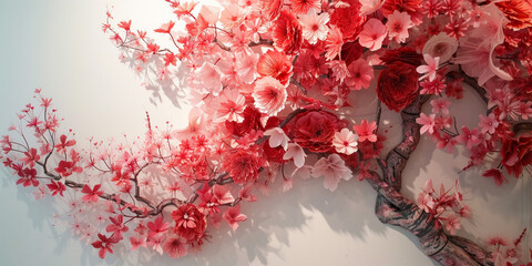 Wall Mural - Whispers of love: Our 3D rose wall art adds enchantment to any space, radiating beauty.