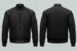 A mockup template of a black bomber jacket, perfect for showcasing designs.
