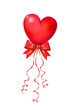Rotes Herz Luftballon mit Schleife, fliegend, 
Karte für Muttertag, Valentinstag, Hochzeit uvm,
Vektor Illustration isoliert auf weißem Hintergrund
