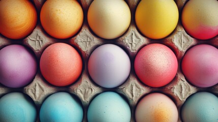 Wall Mural -  a group of eggs in a carton with different colored eggs in the carton on the side of the carton on the other side of the carton.