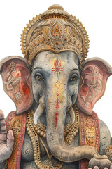 Wall Mural - Watercolor Portrait of Hindu God Ganesha, Generative AI