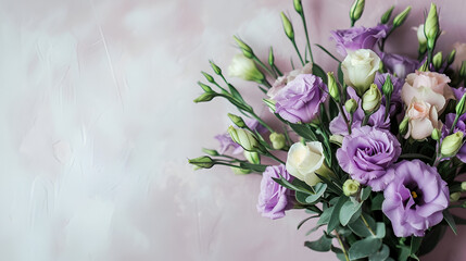  banner for March 8 lisianthus on a white background with free space and place for text