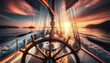 steering wheel of a sailing ship 