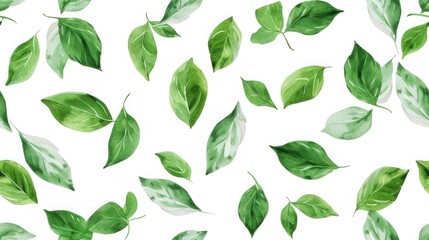 Sticker -  a pattern of green leaves on a white background for wallpaper or a background for a wall hanging on a wall or a wall hanging on a door ornament.