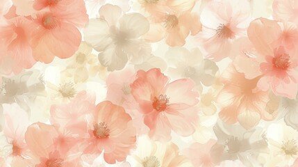 Poster -  a close up of a bunch of flowers on a white and pink background with a lot of pink and white flowers in the middle of the picture and bottom half of the picture.