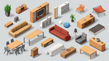 Fototapeta  - Furniture Tileset for Game