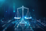 Fototapeta Przestrzenne - a scales of justice on a blue background