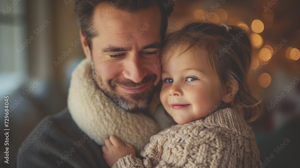 Father's loving kiss on baby's forehead, family happiness embodied ...
