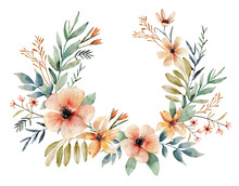 Watercolor Floral Wreath. Hand Painted Illustration 