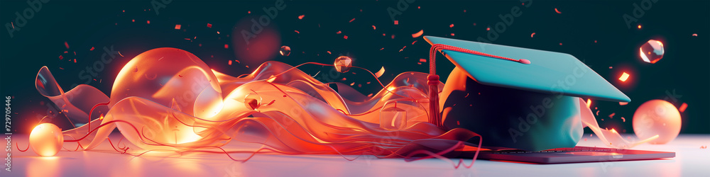 Graduatin Header Panoramic banner on the concept of higher education. Website header ...