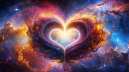 Wall Mural - abstract heart nebula in space. generative ai video. prores hq 59.94 fps available in 4k 16:9.