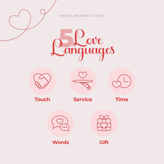 The love languages icons illustration. Valentine's Day.