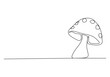 Mushroom single line drawing. Continuous one line drawing mushroom. Isolated on white background vector illustration. Pro vector