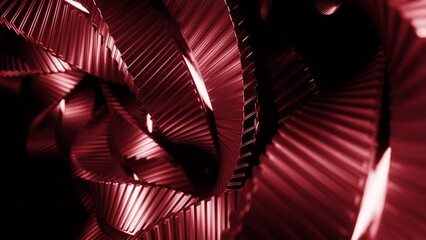 Wall Mural - bends of moving 3d metal spiral. design. hypnotic ribbon lines rotating on a black background.