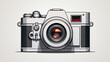 Illustration of an old SLR camera on a light background