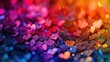 Radiant glittering background crafted from an array of colorful heart shapes. Ai Generated.