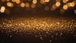 Bokeh wallpaper with golden particles and lights on black background