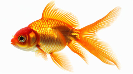 A vibrant goldfish gracefully gliding with its orange color.