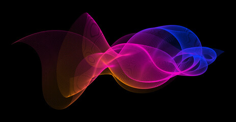 Wall Mural - gradient wave line blend form. abstract blue pink orange flowing lines design element. dynamic neon 