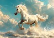 white horse running deep sunny day princess unicorn flying sky city cortez cute flutter unicorns