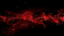 Abstract Red Clean, Soft, Shiny And Blurred Particle Moving On Black Background. Abstract Blurred Circle Beautiful Bokeh Motion Design