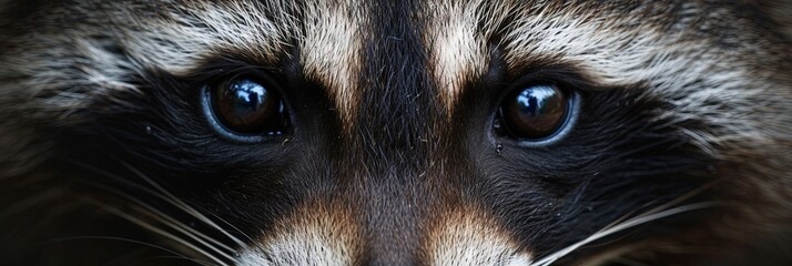 Wall Mural - Closeup of raccoon eyes. Animal photograph made with generative AI