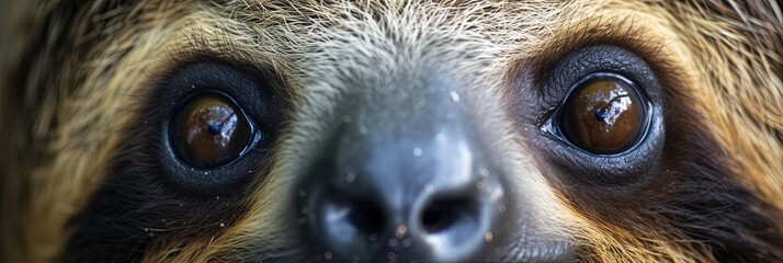 Wall Mural - Closeup of sloth eyes. Animal photograph made with generative AI