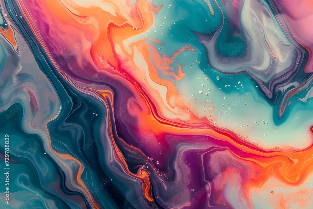 Fluid abstract art, simulating marble textures in a rainbow of colors ...