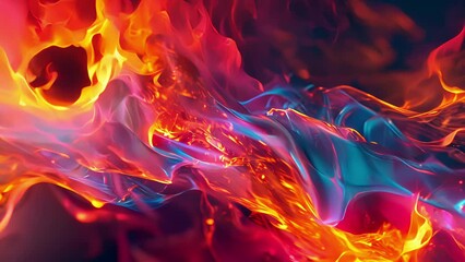 Wall Mural - with its bold and dynamic portrayal of fiery synth waves this abstract imagery incites a sense of ex