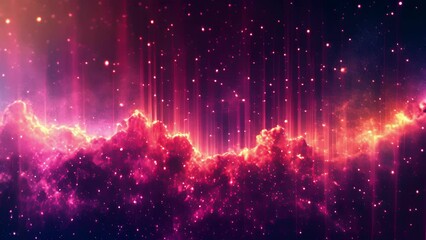 Wall Mural - vibrant equalizer lines shooting through a starry sky ilrating the power and universality of music.