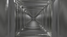 Endless Movement Forward Along A Gray Corridor Made Of Square Frames. Animated Looping Background. 3D Render