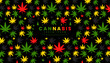 Colorful cannabis leaf pattern background. Marijuana wallpaper. Jamaican concept. Marijuana wallpaper.