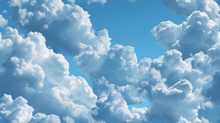 Poster -  a bunch of clouds that are in the sky with a blue sky in the back ground and one cloud in the middle of the sky, and one cloud in the middle of the middle of the top of the picture.