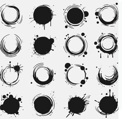 circle frame set splash vector illustration isolated